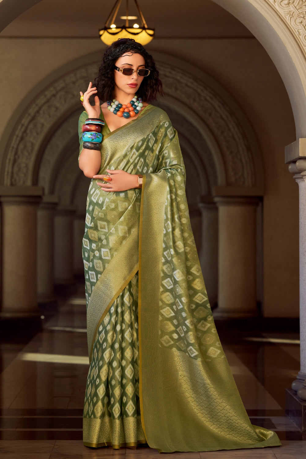 Green Tissue Silk Saree