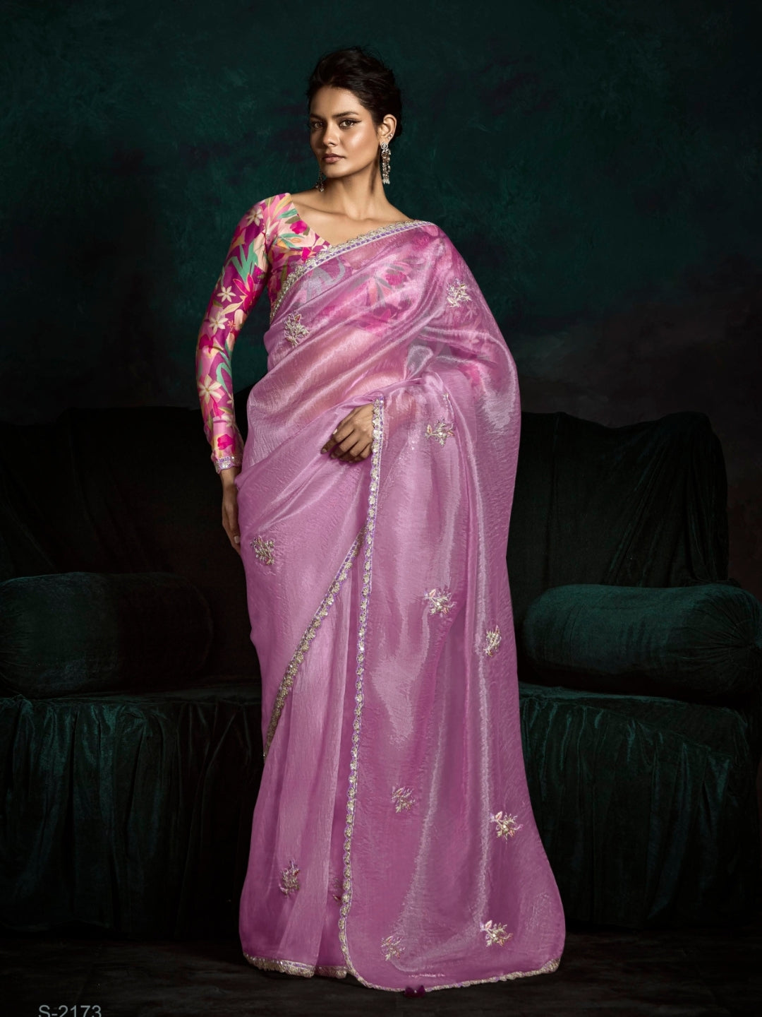 Pink Designer Ozganza Saree