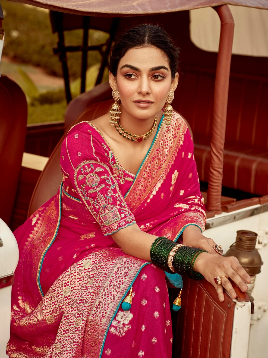 Dark Pink Khaddi Banarasi Saree