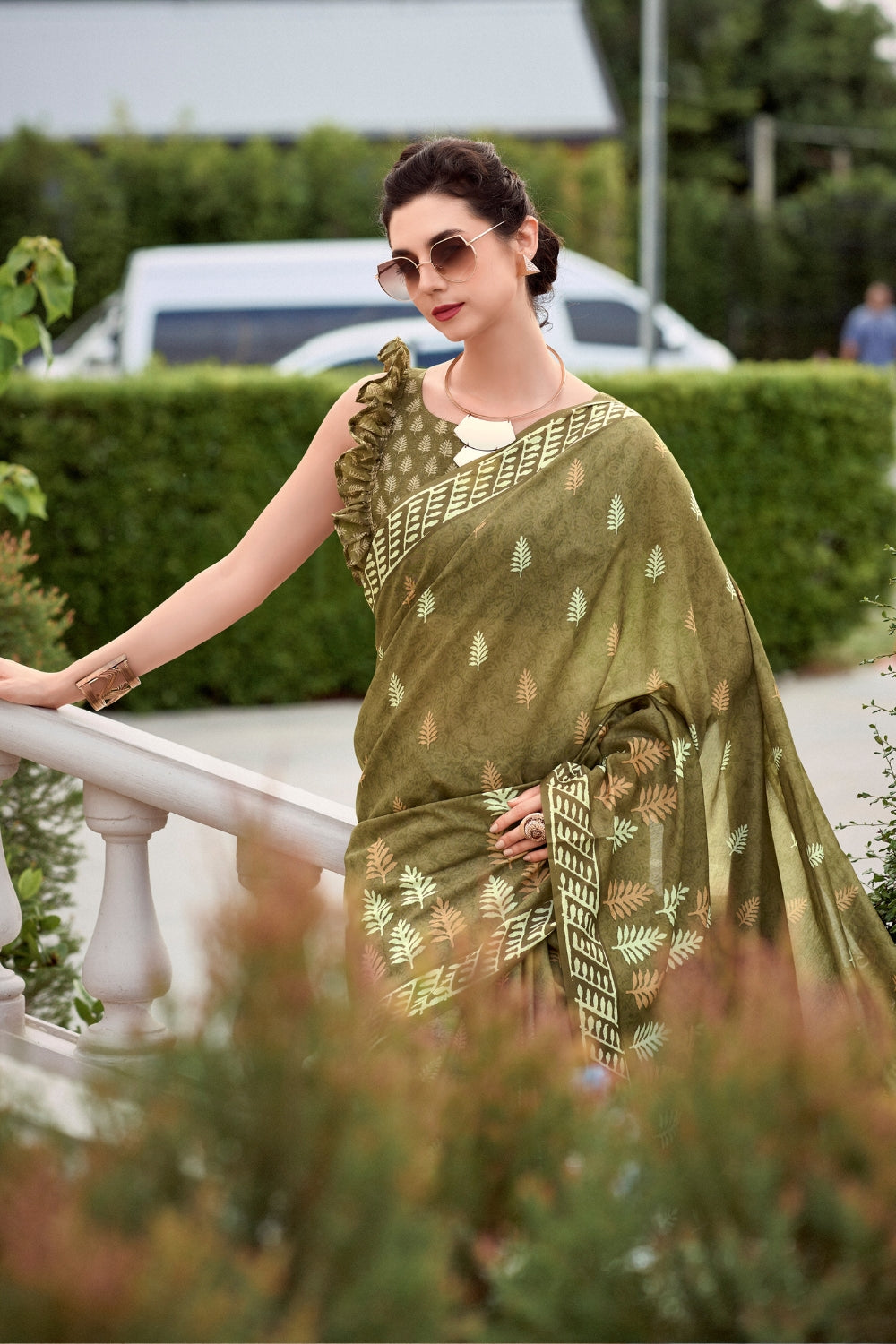 Mehendi Green Pure Mal Mal Silk Saree