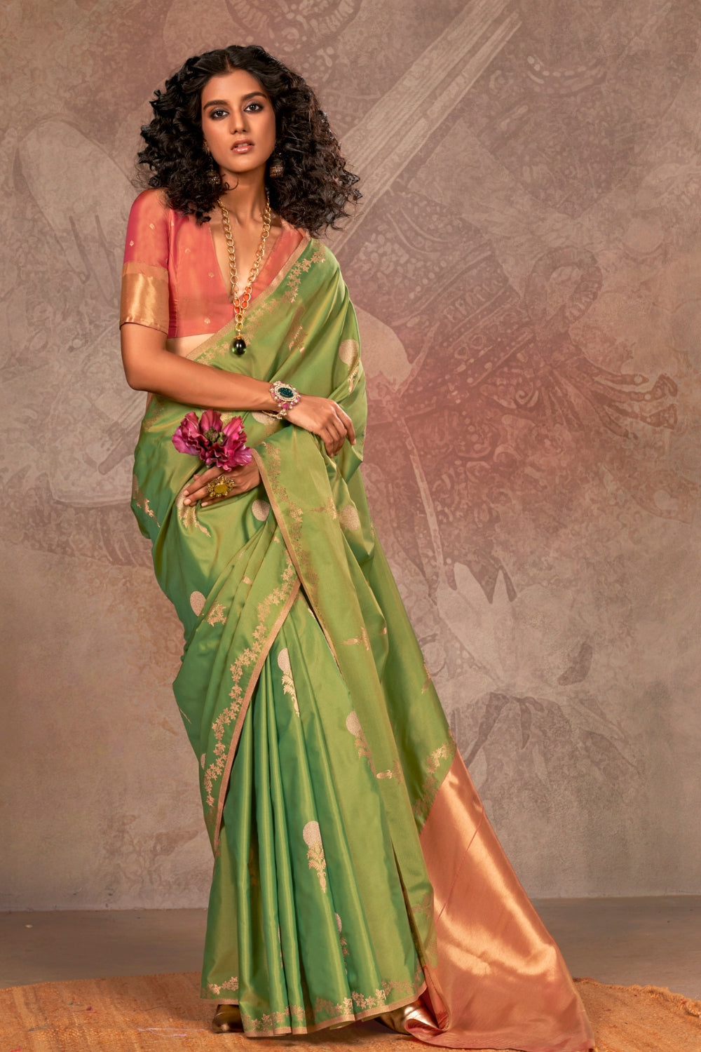 Green Handloom Weaving Silk Saree