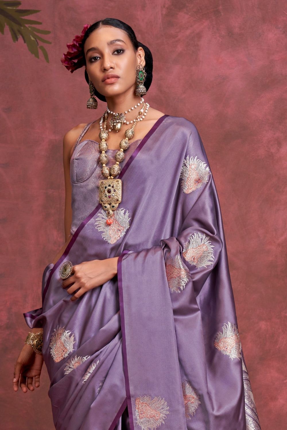 Purple PURE SATIN Saree