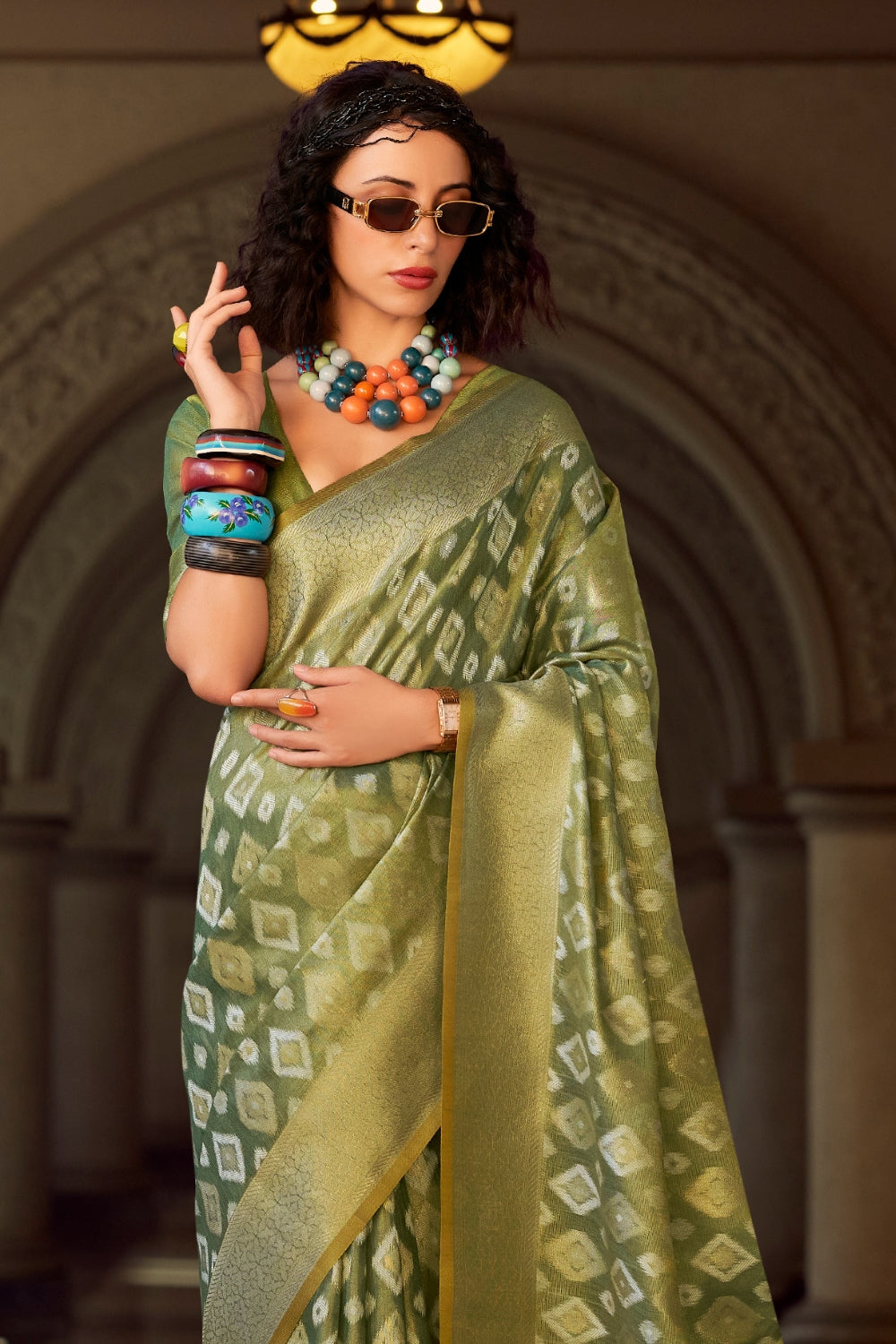 Green Tissue Silk Saree