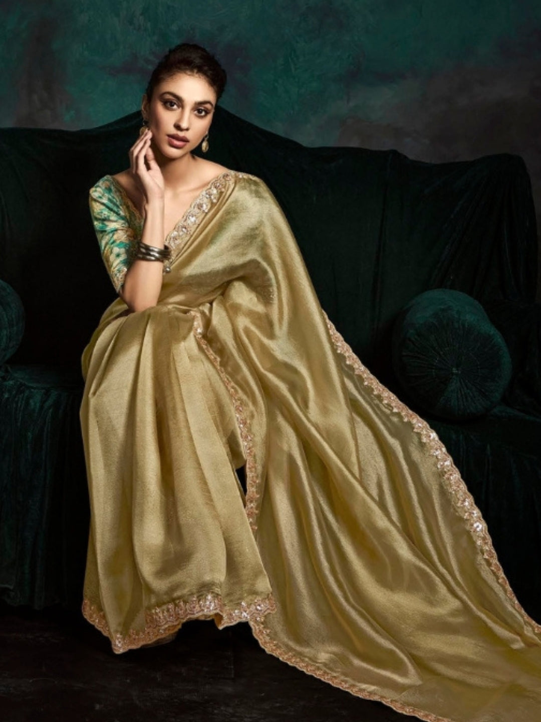 Golden Designer Ozganza Saree