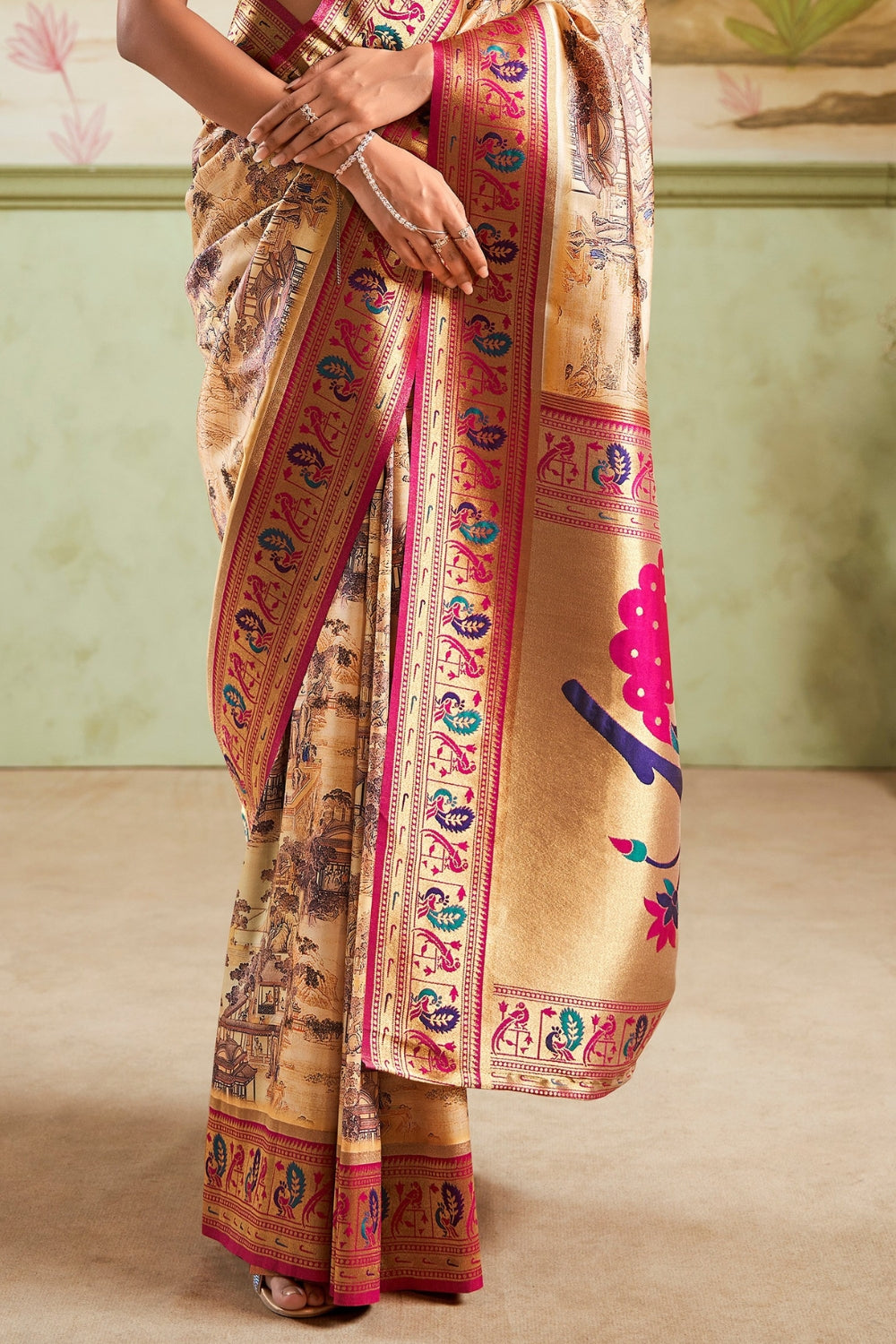 Multicolour Paithani Silk Saree