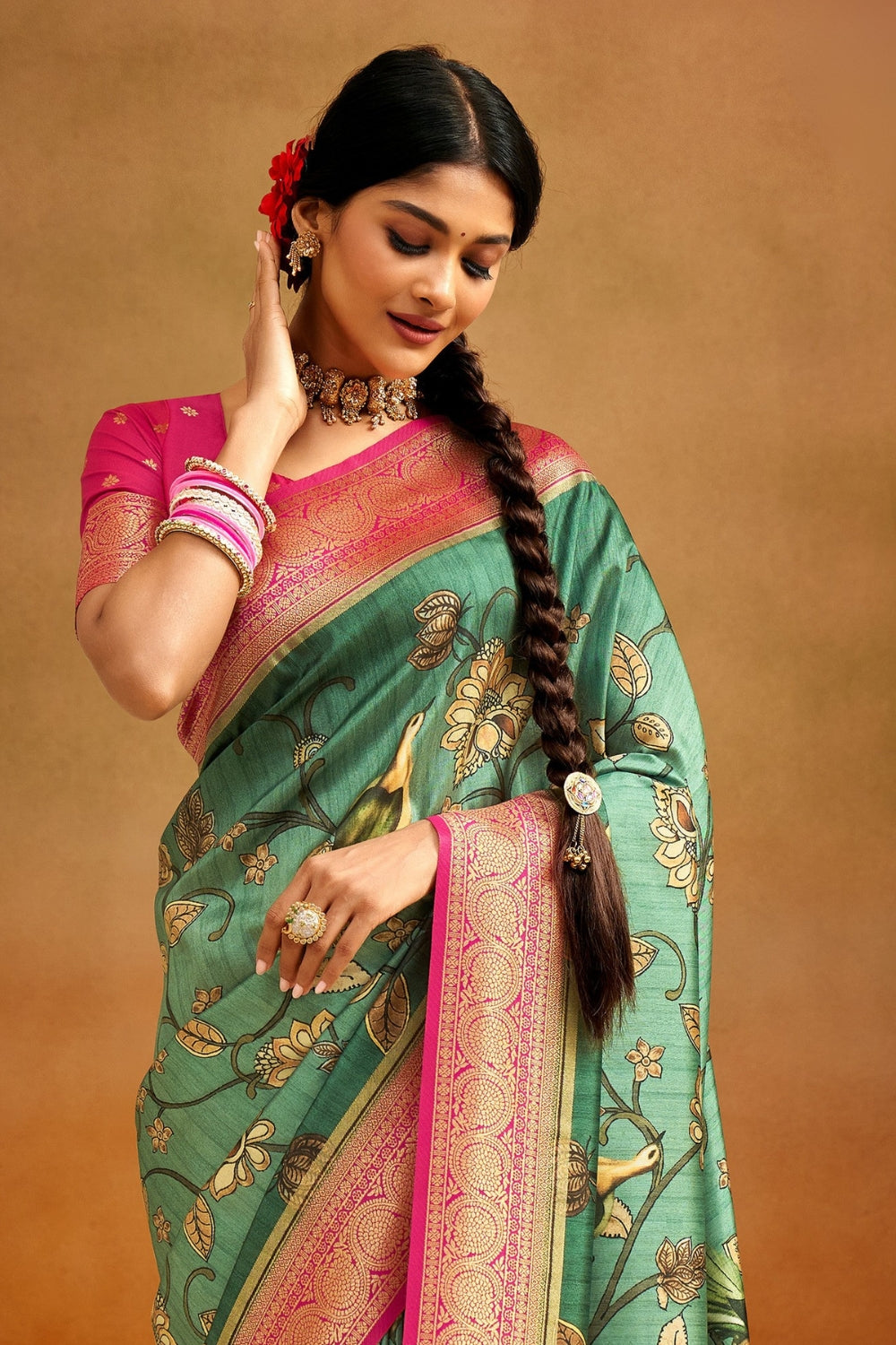 Multicolour Soft Banarasi Silk Saree