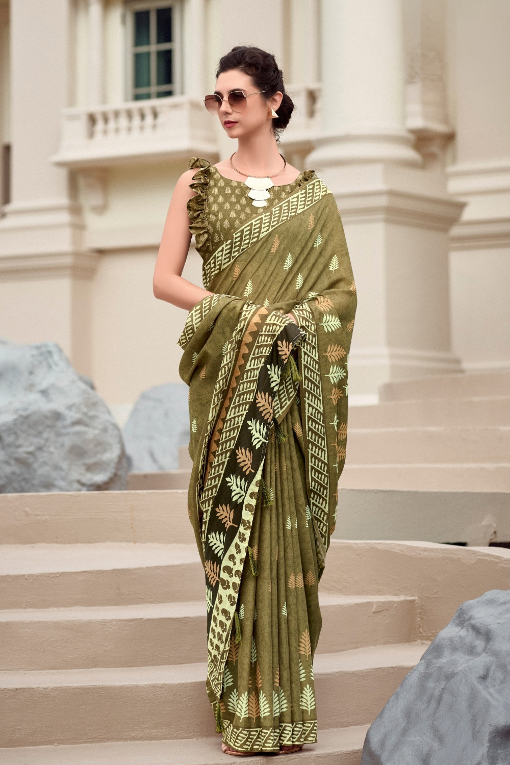 Mehendi Green Pure Mal Mal Silk Saree