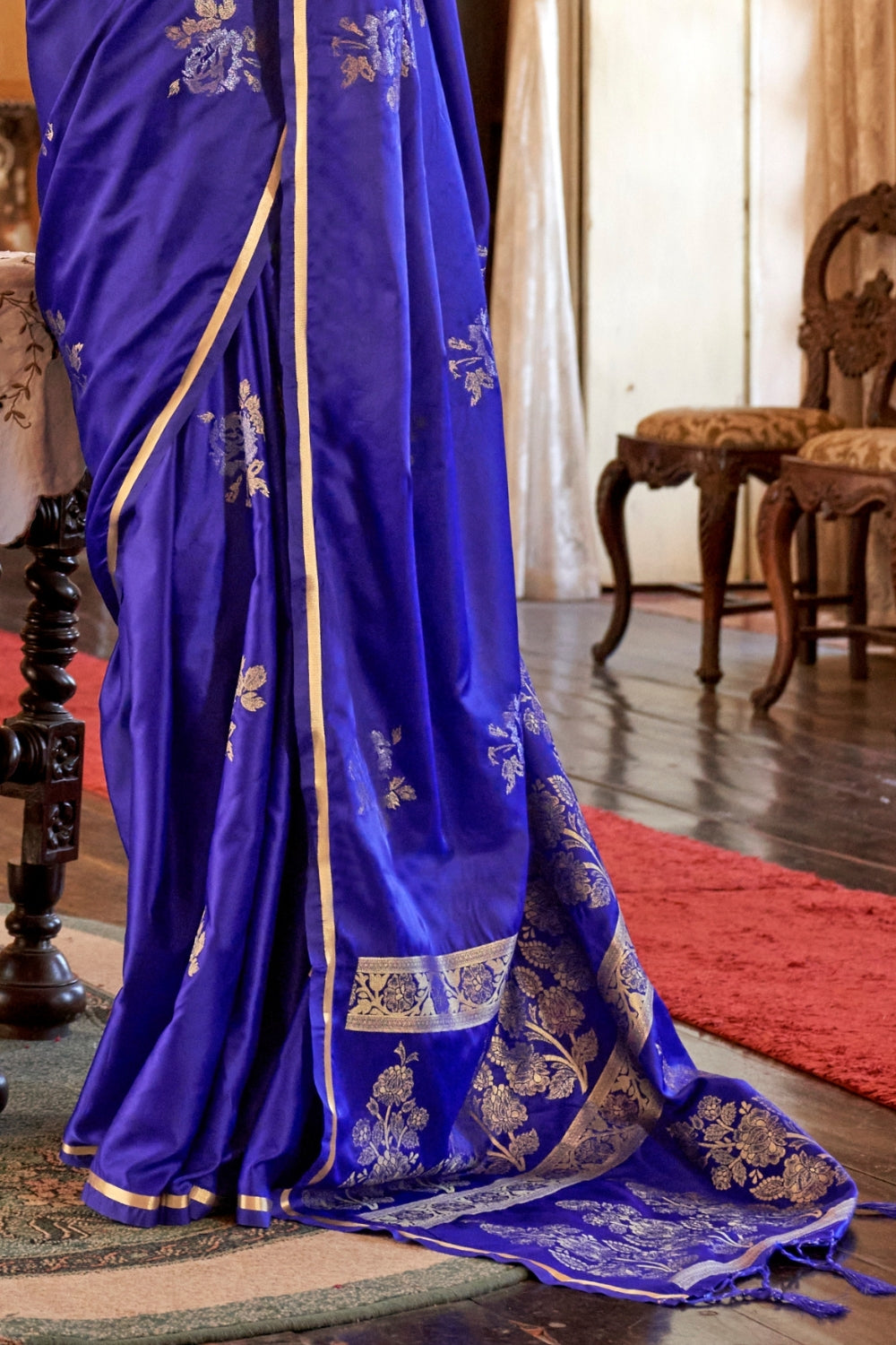 Blue Handloom Weaving Silk Saree