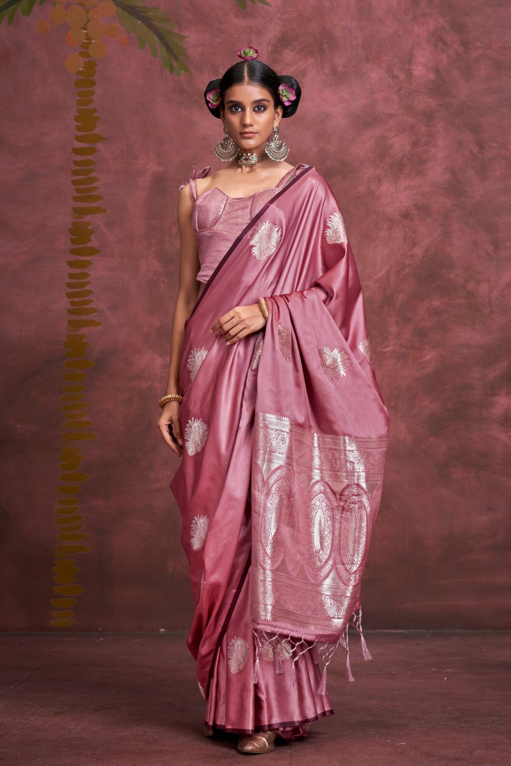 Mauve PURE SATIN Saree