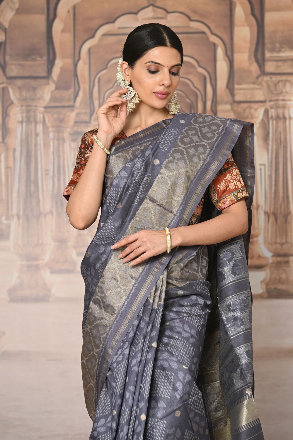 Buy Teal Kanjeevaram Silk Blend Saree Nitaraa