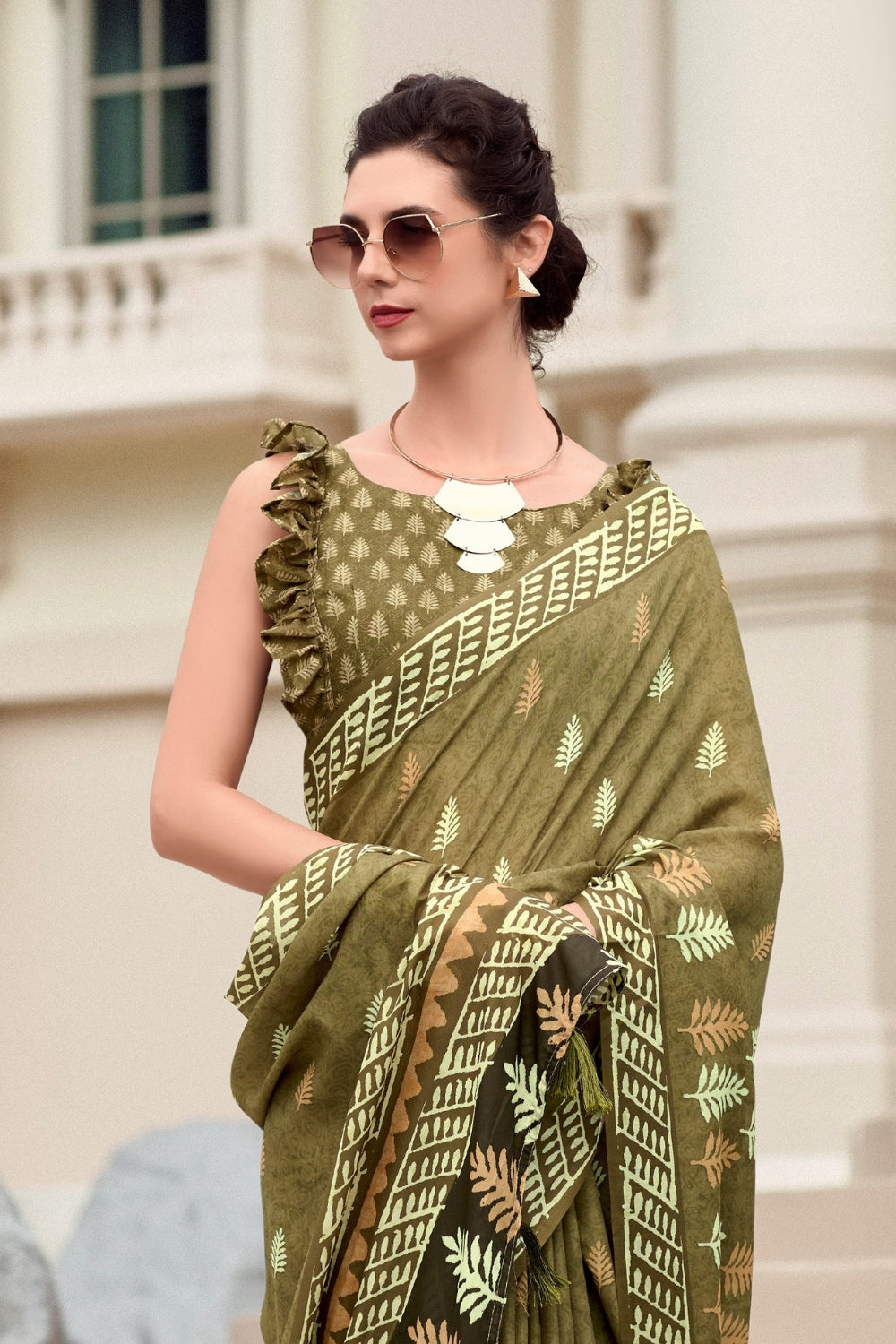 Mehendi Green Pure Mal Mal Silk Saree