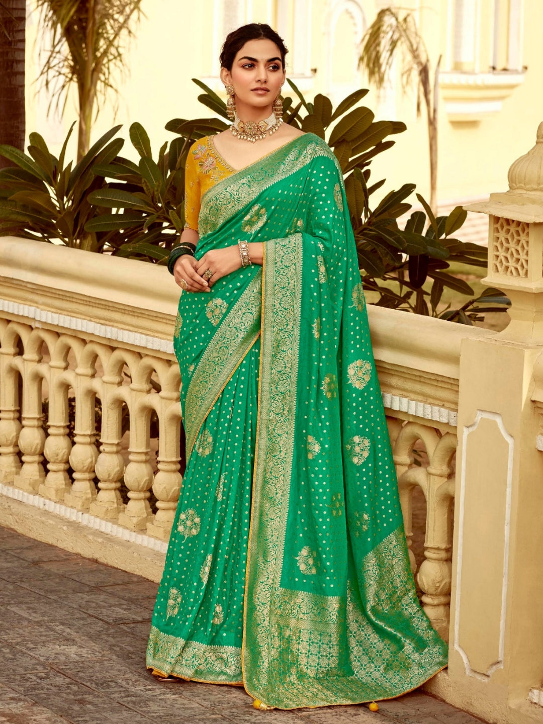 Spring Green Khaddi Banarasi Saree