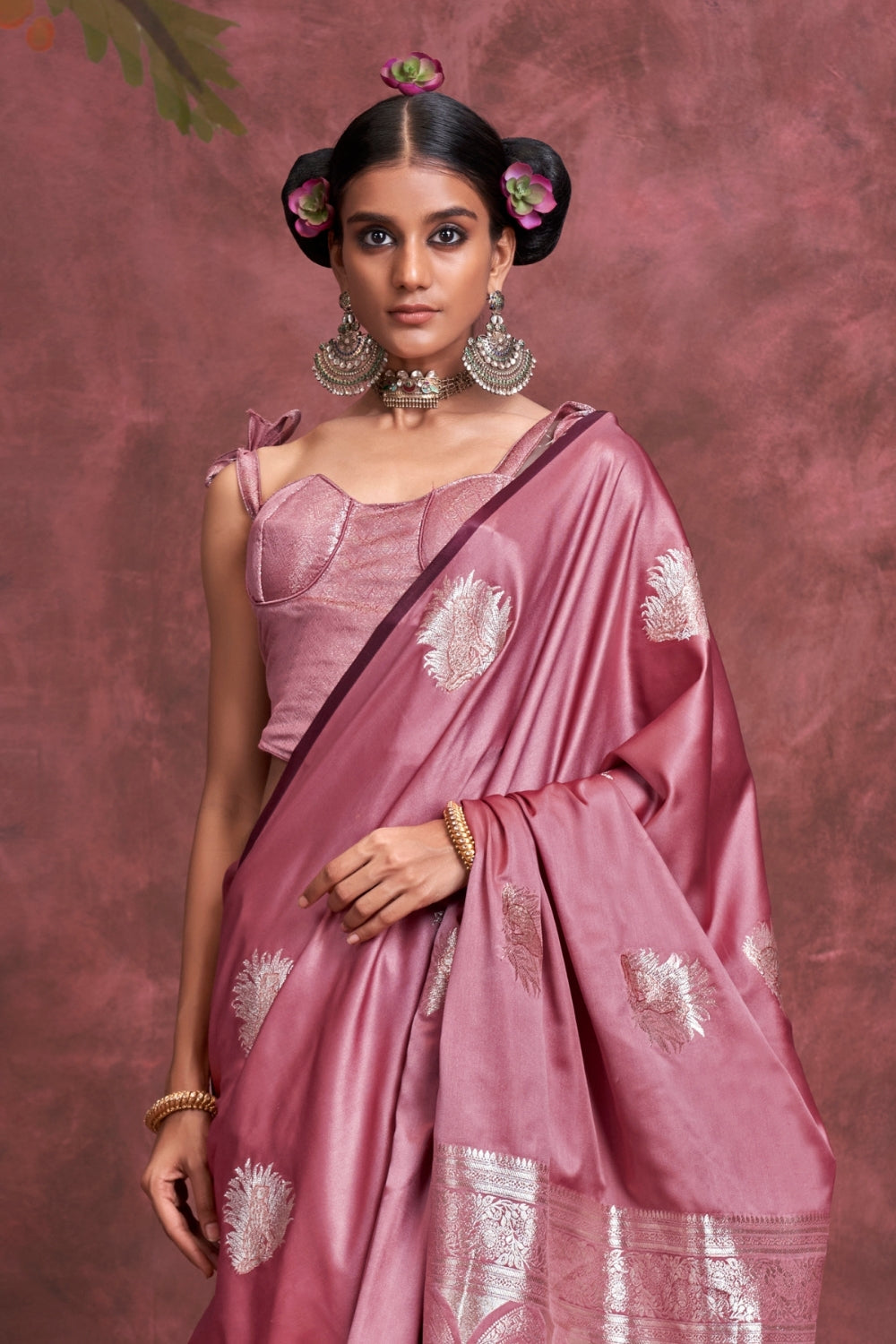 Mauve PURE SATIN Saree