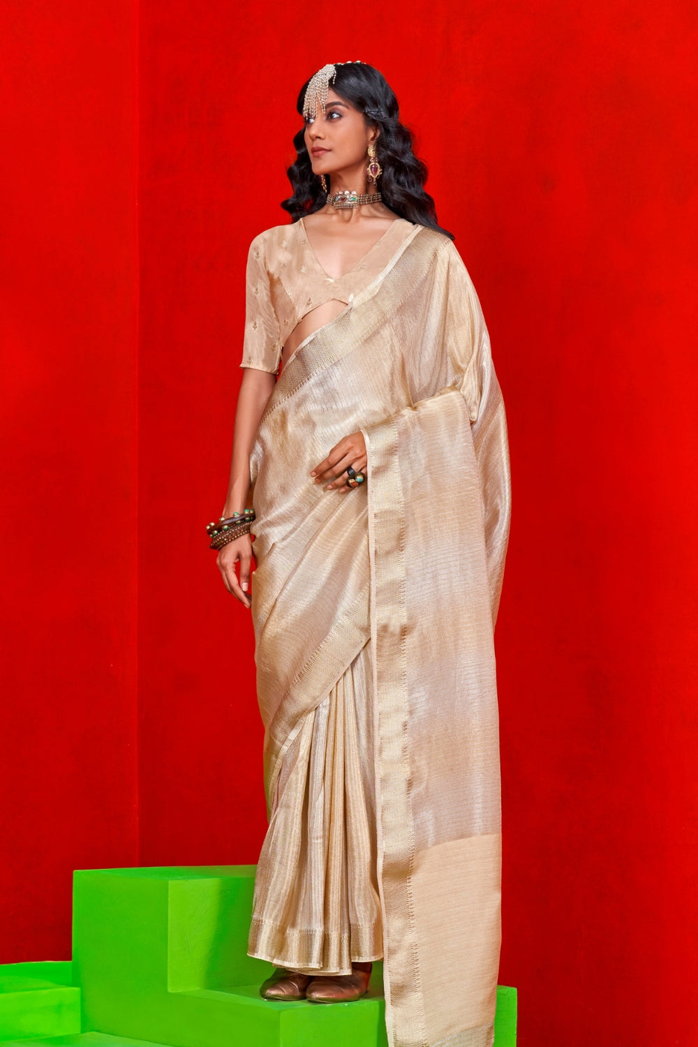 CREAM PURE VISCOSE SAREE