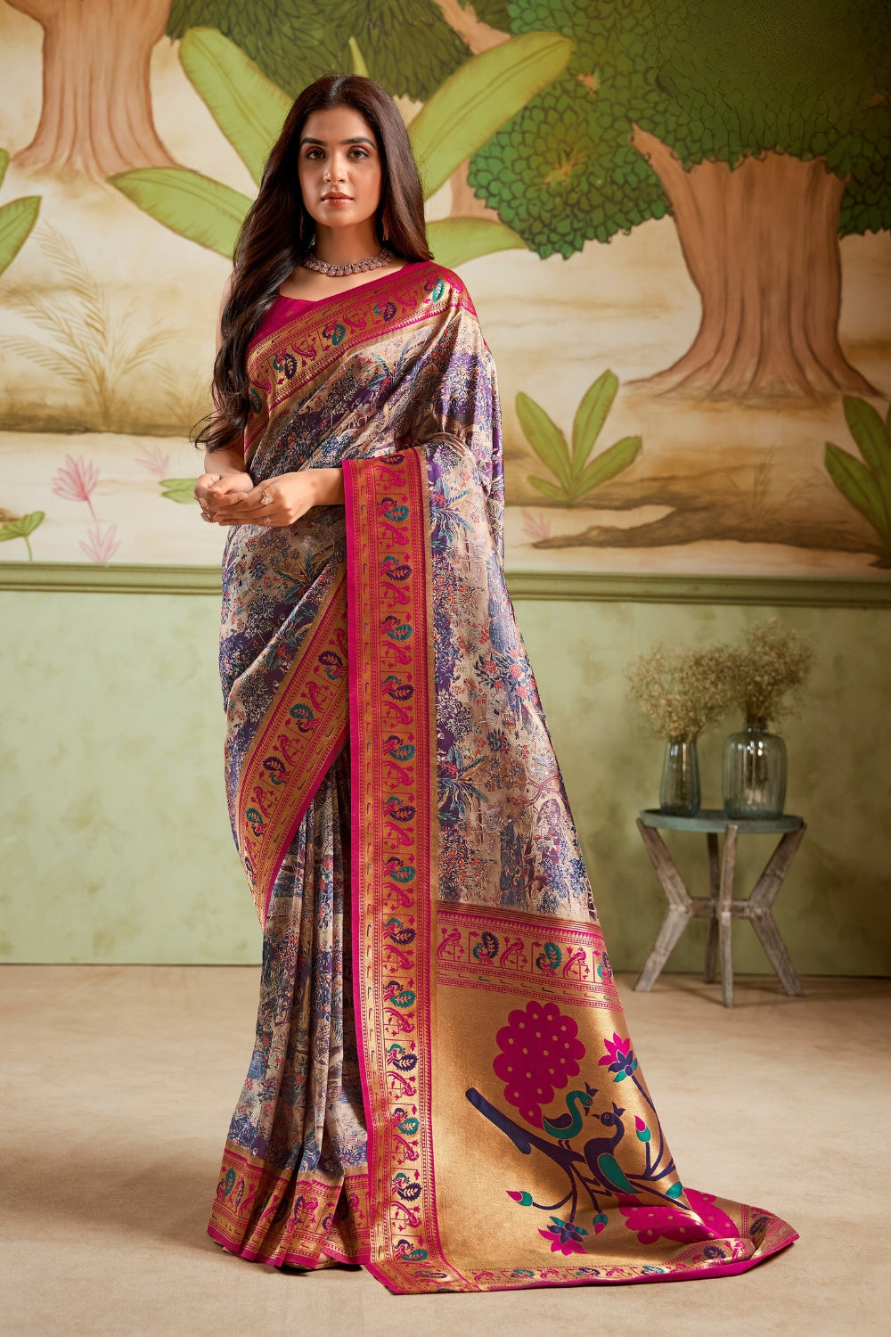 Multicolour Paithani Silk Saree