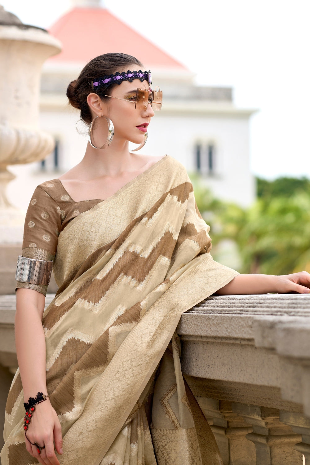 Brown Cotton Linen Silk Sarees