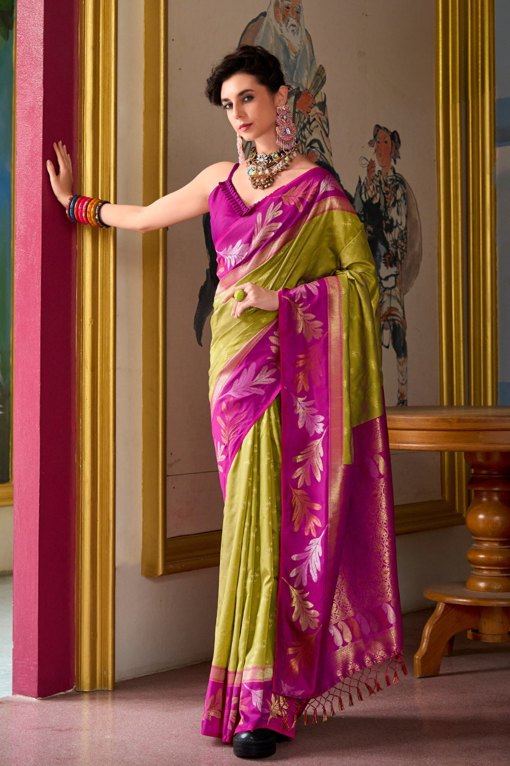 Mehendi Green Banarasi Saree