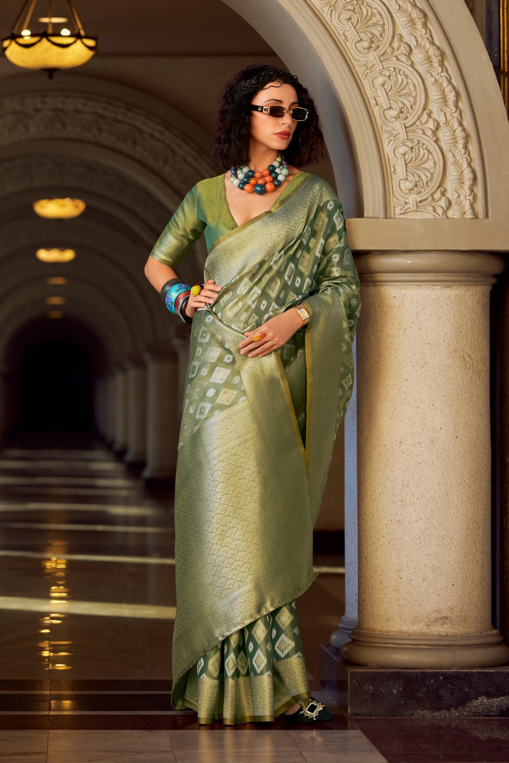 Green Tissue Silk Saree