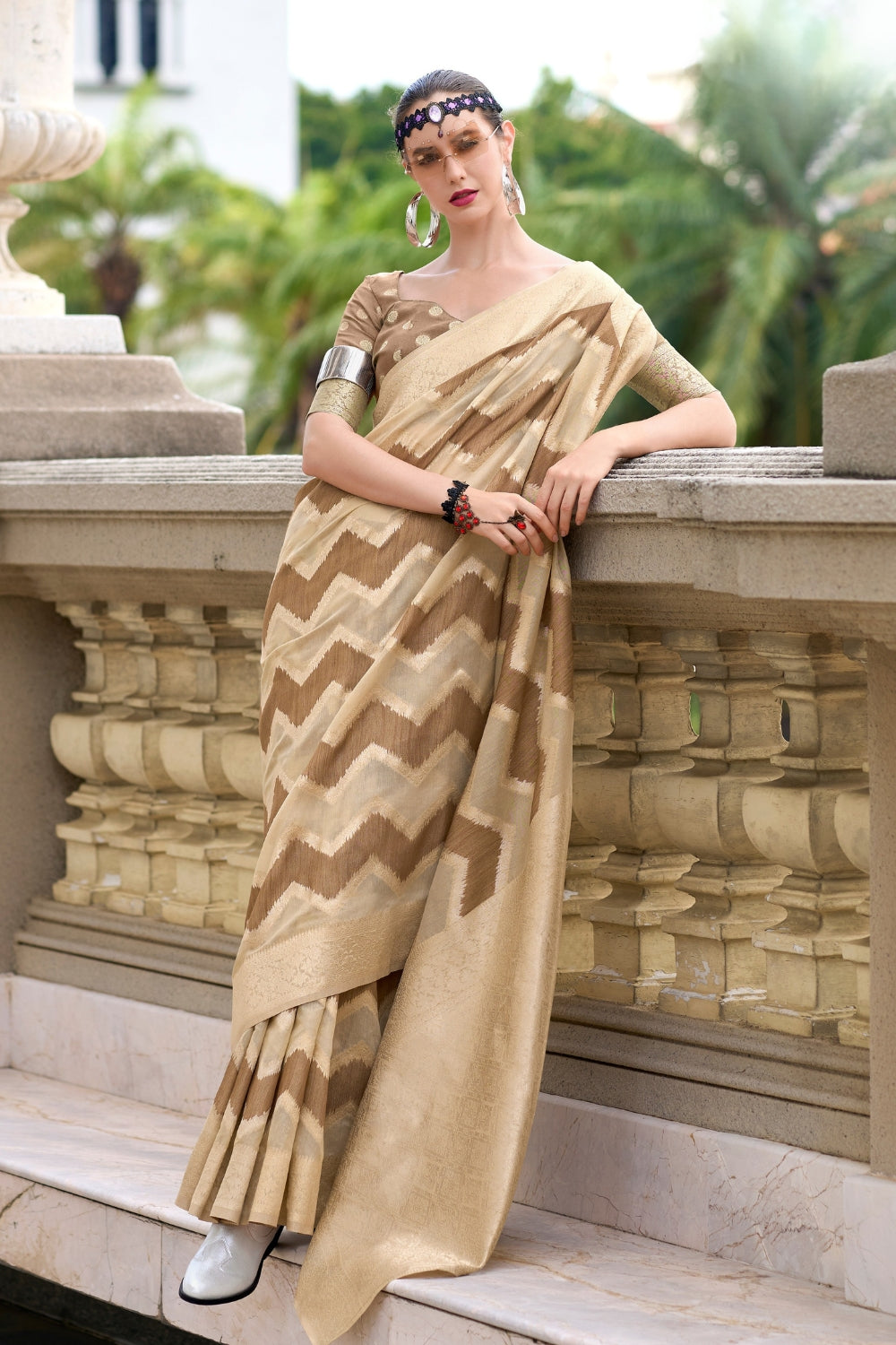 Brown Cotton Linen Silk Sarees