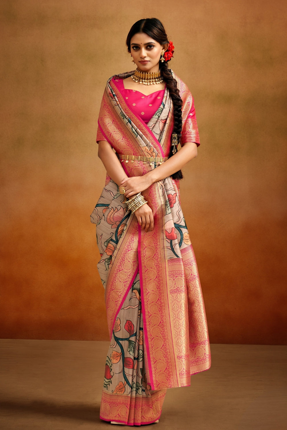 Multicolour Soft Banarasi Silk Saree