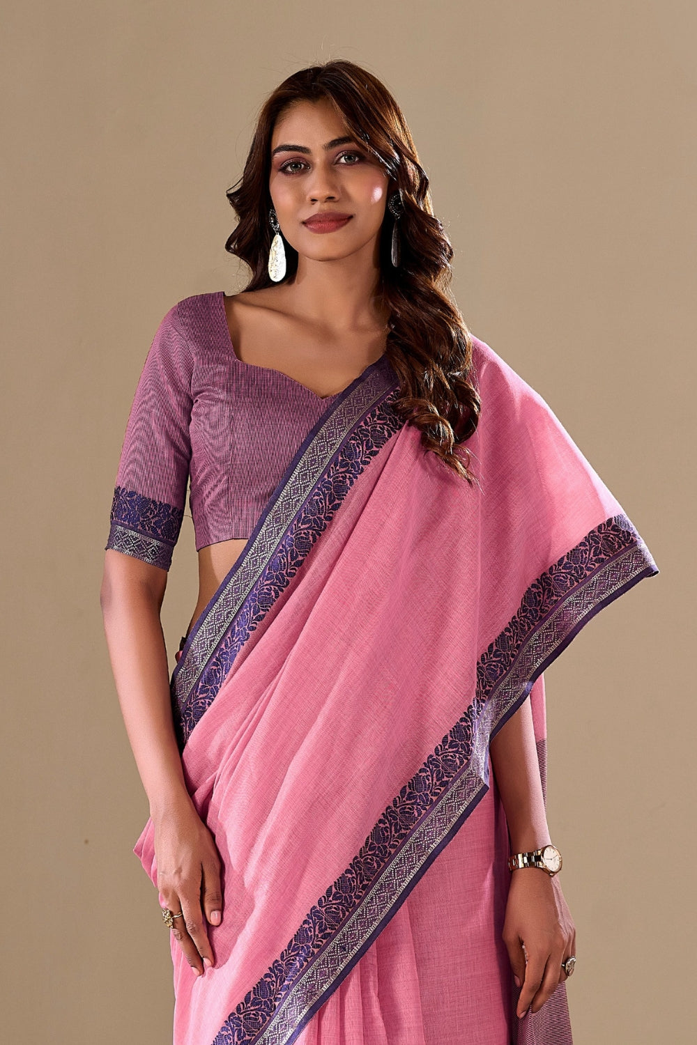 Light Pink Cotton Saree