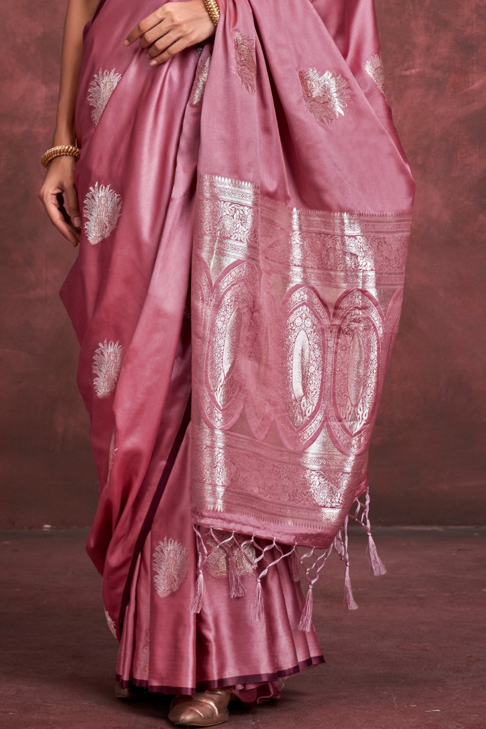 Mauve PURE SATIN Saree