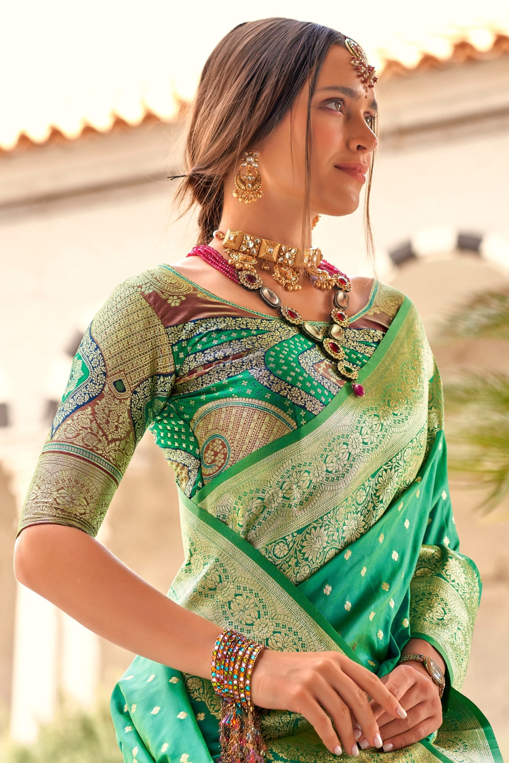 Green Soft Silk With Beautiful Border Weaving Saree