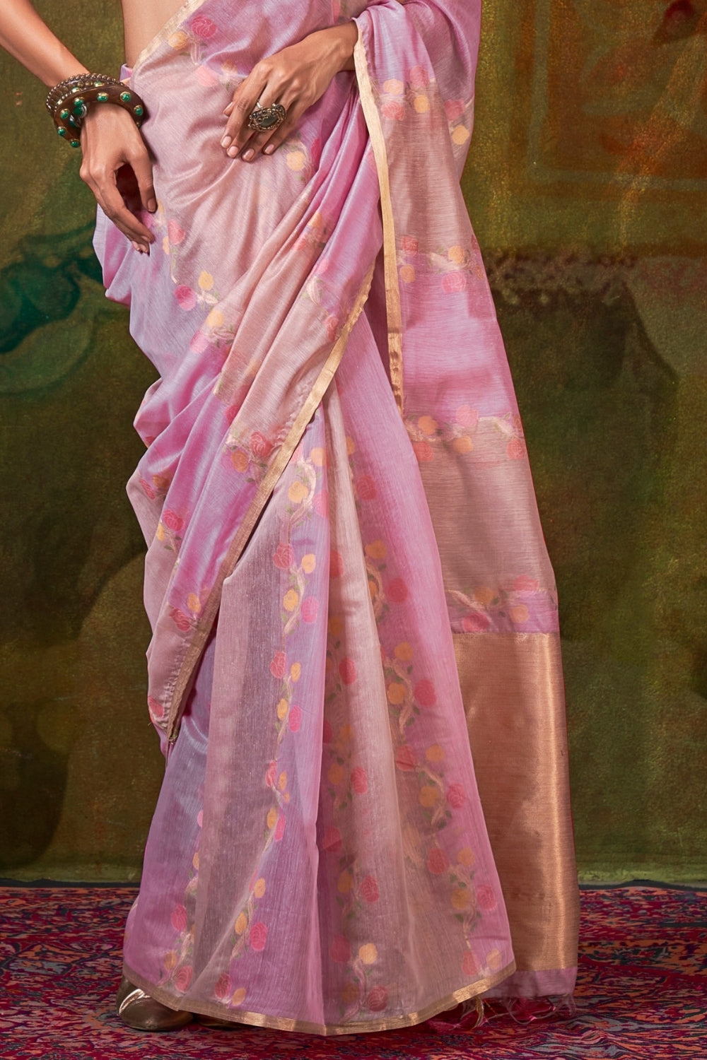 Pink Handloom Weaving Saree