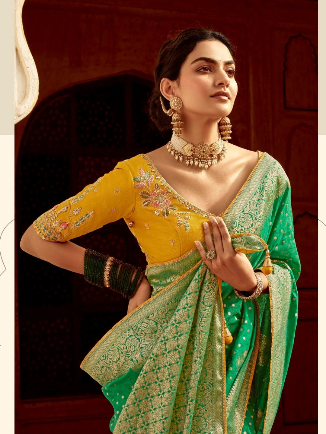 Spring Green Khaddi Banarasi Saree