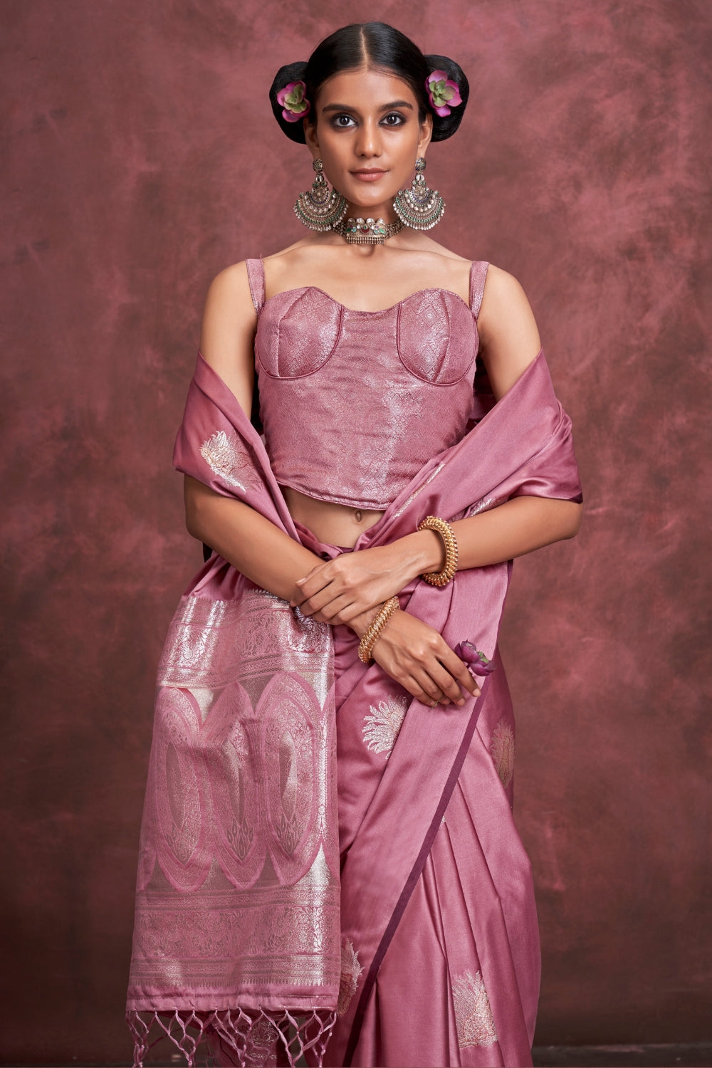 Mauve PURE SATIN Saree