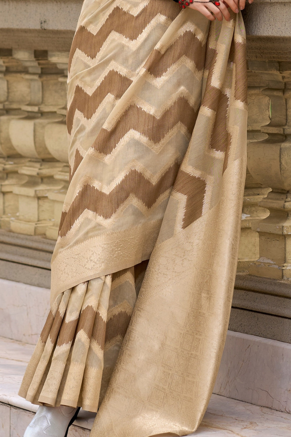 Brown Cotton Linen Silk Sarees