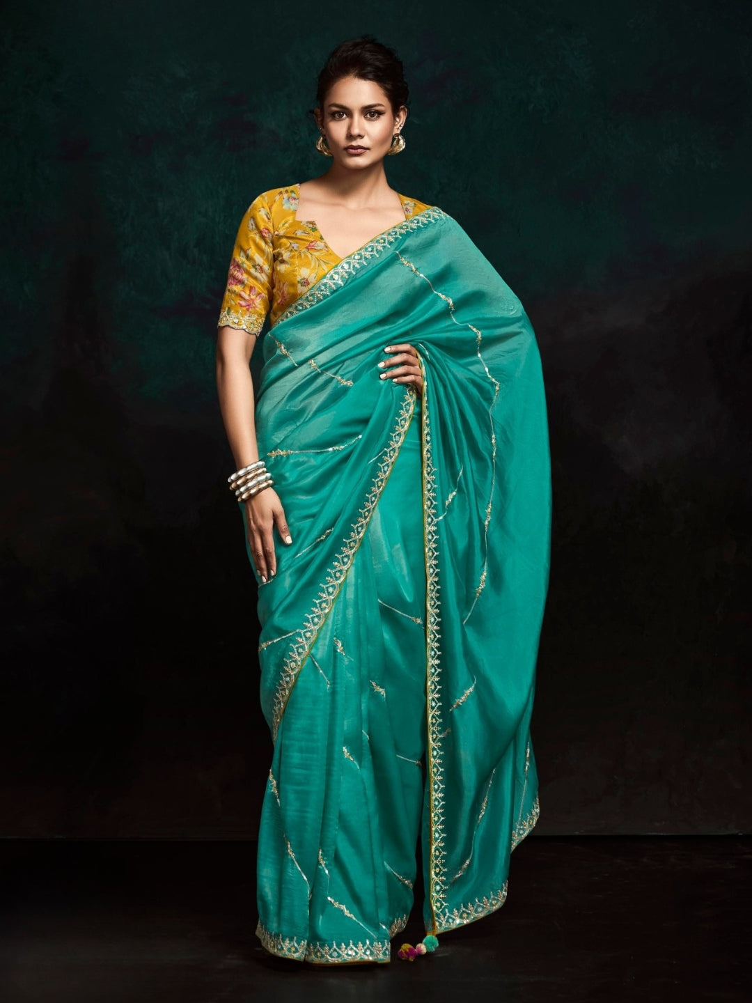 Green Designer Ozganza Saree