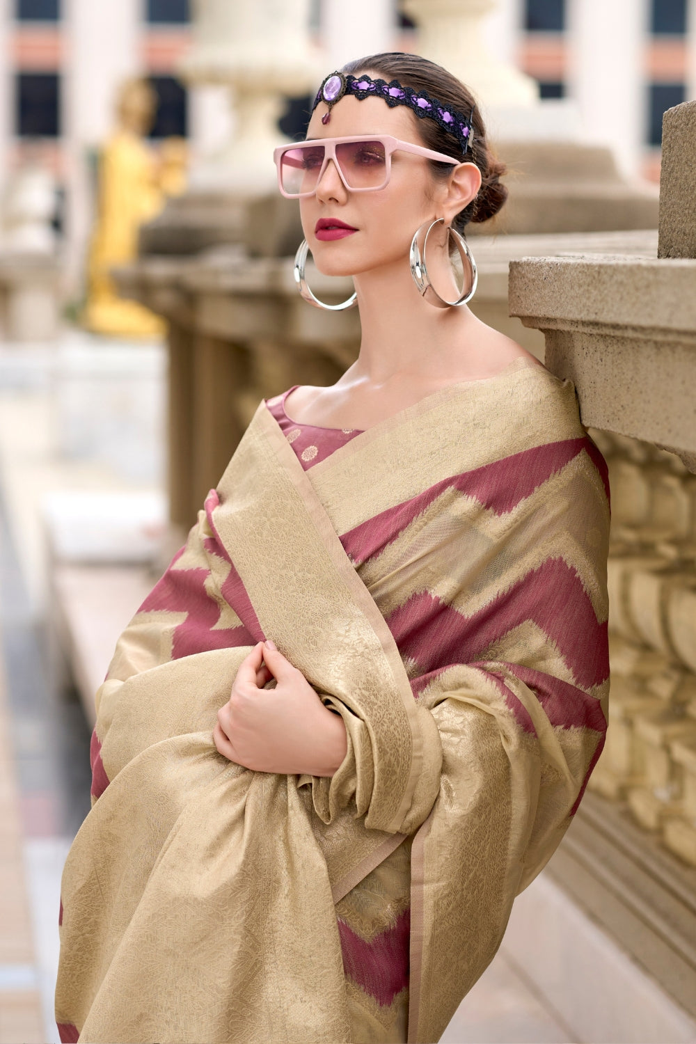 Purple Cotton Linen Silk Sarees