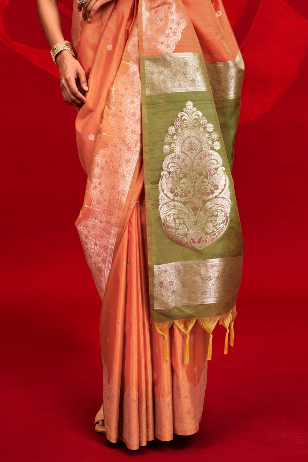 ORANGE TUSSAR BANARASI SILK SAREE