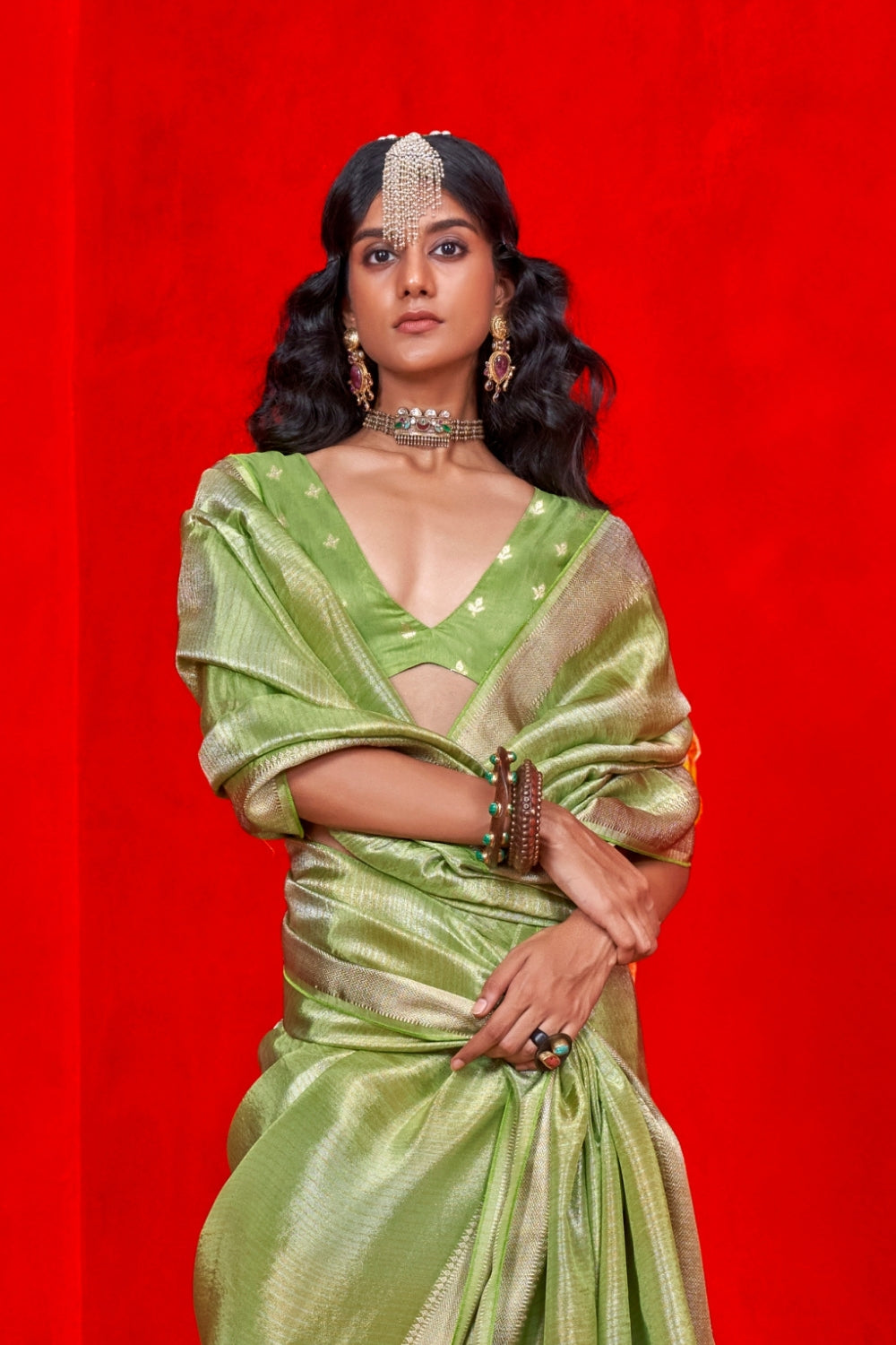 GREEN PURE VISCOSE SAREE