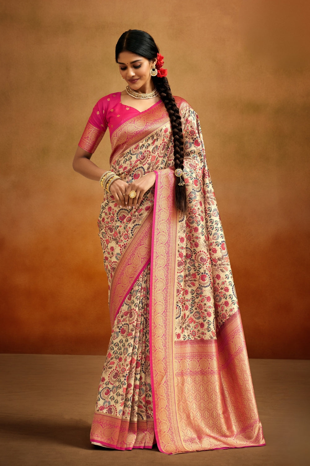 Multicolour Soft Banarasi Silk Saree