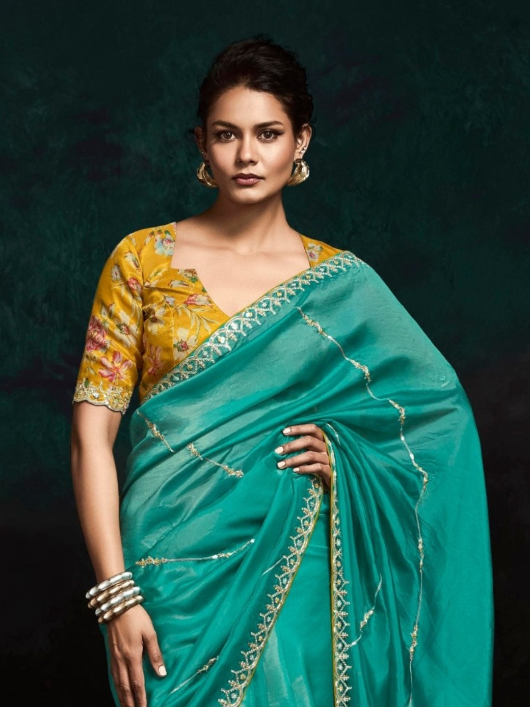 Green Designer Ozganza Saree