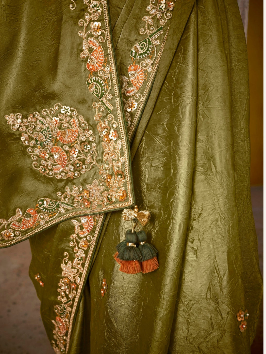 Mehendi Green Designer Banarasi Saree