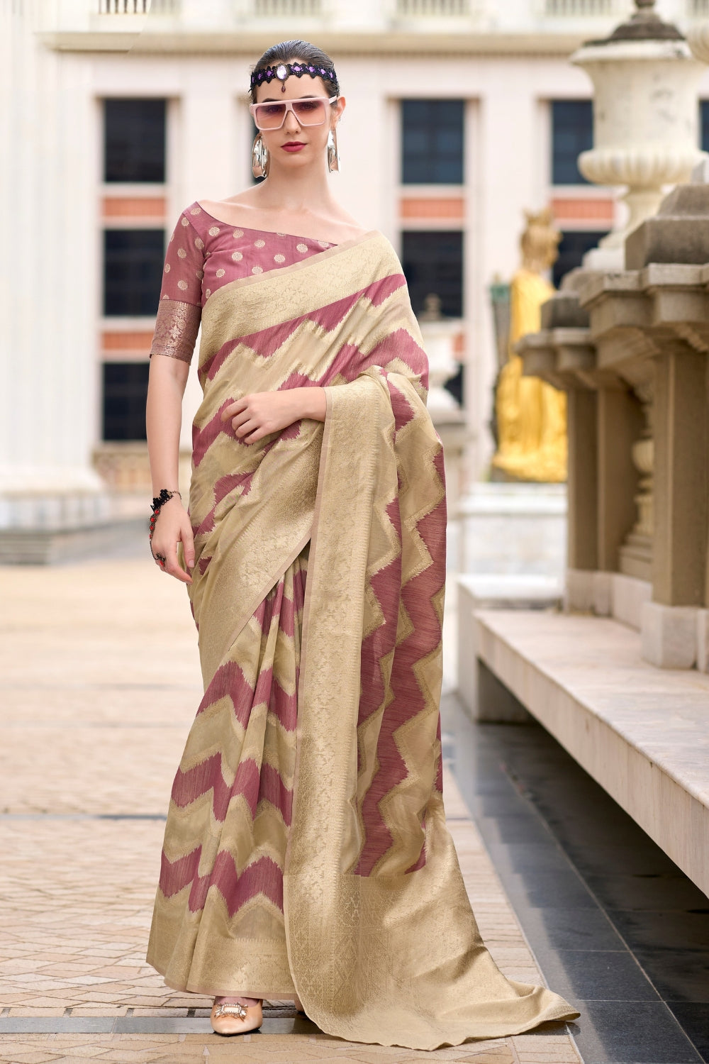 Purple Cotton Linen Silk Sarees