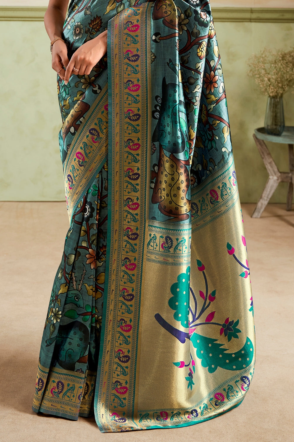 Multicolour Paithani Silk Saree