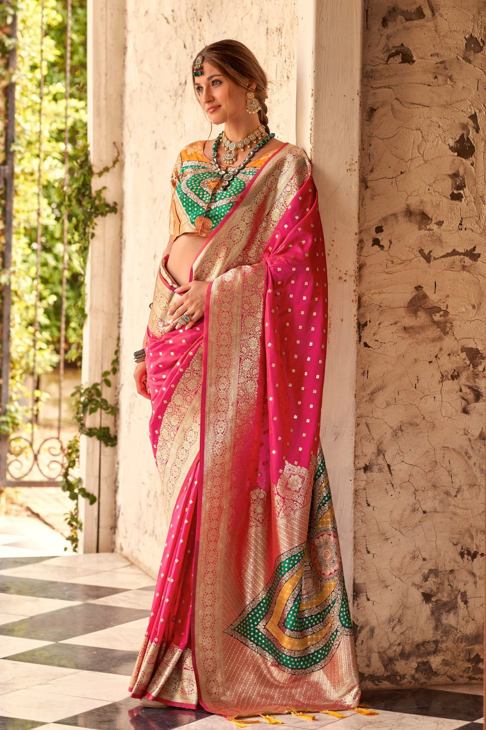 Cherry Pink Soft Silk With Beautiful Border Weaving Saree