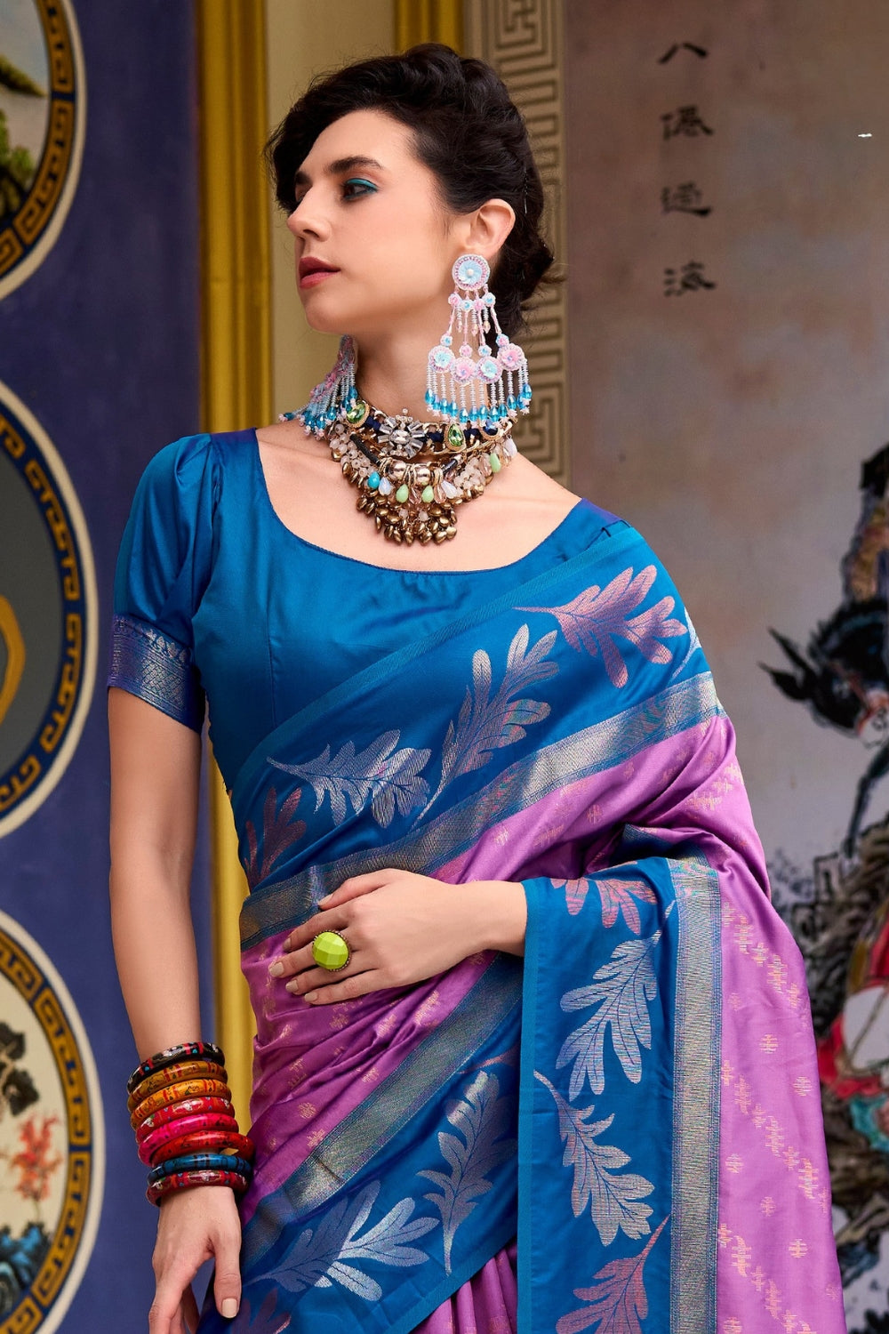 Violet Purple Banarasi Saree