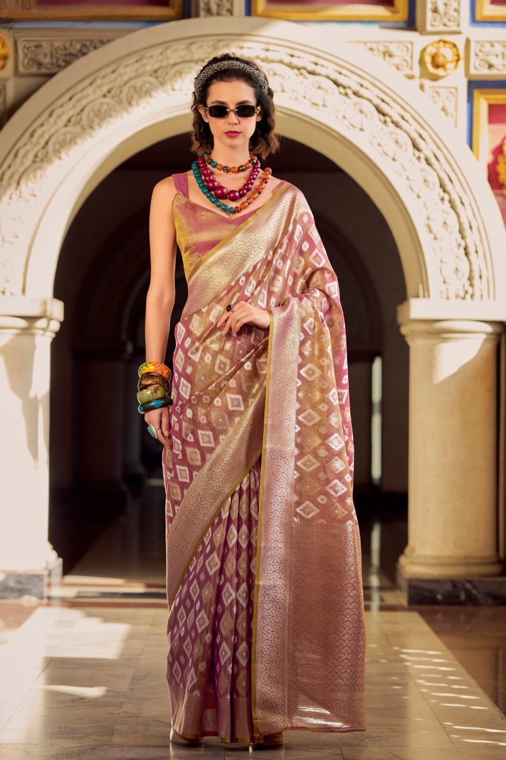 Purple Tissue Silk Saree