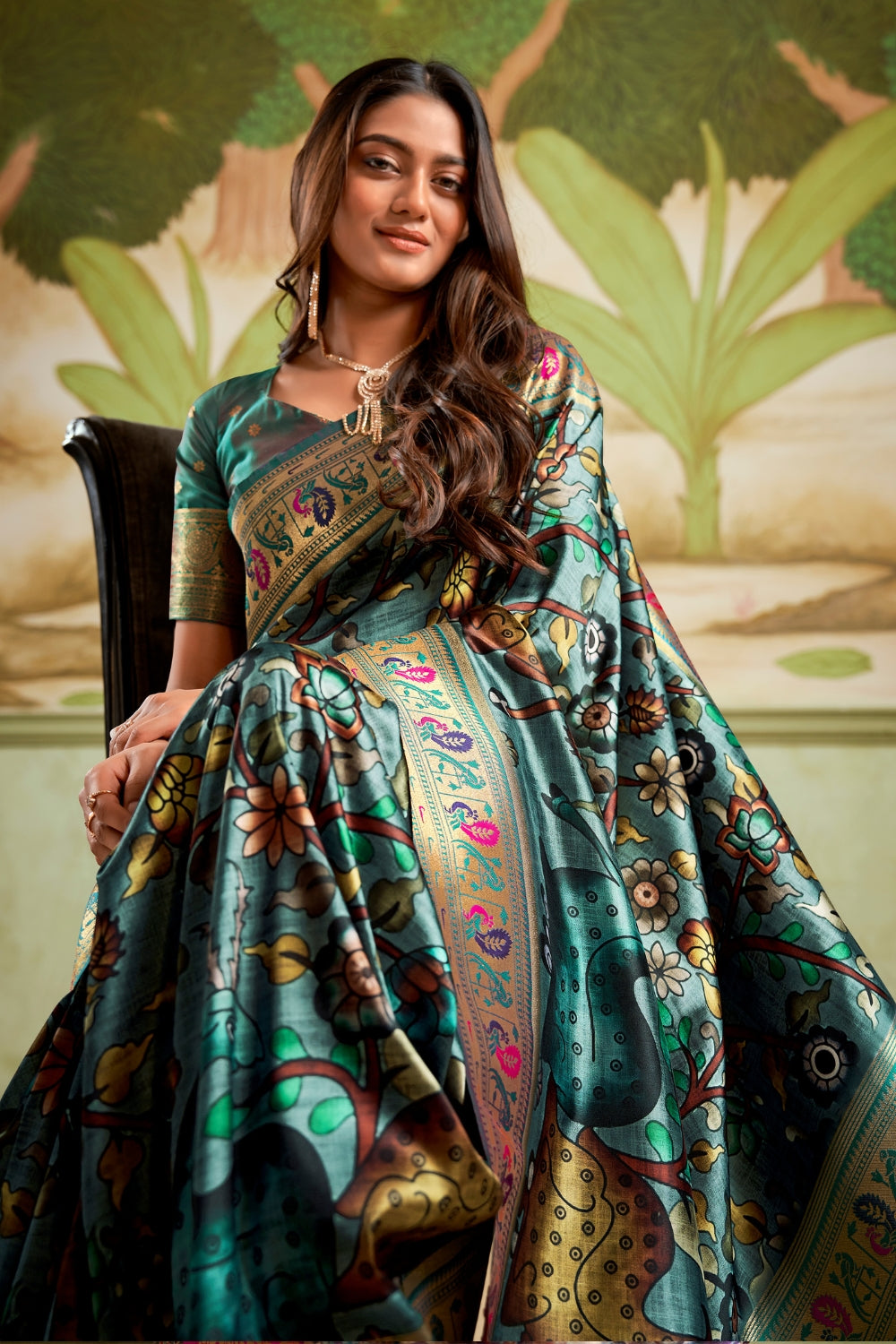 Multicolour Paithani Silk Saree