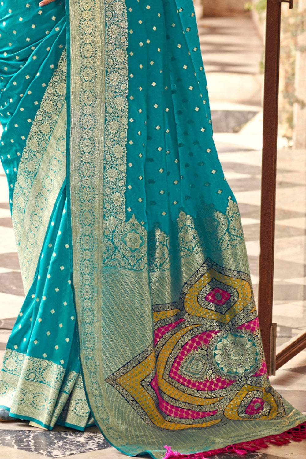 Sky Blue Soft Silk With Beautiful Border Weaving Saree