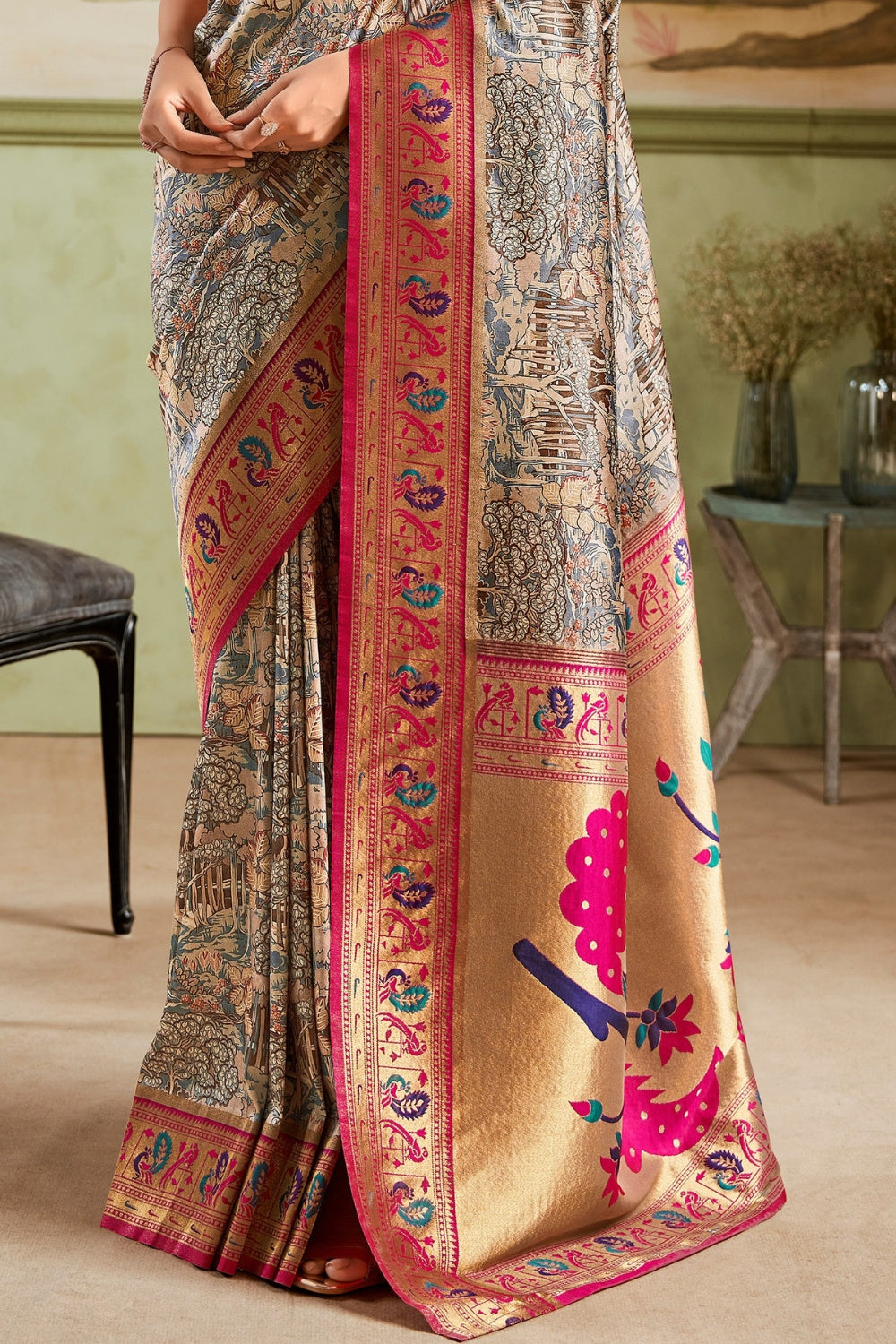 Multicolour Paithani Silk Saree