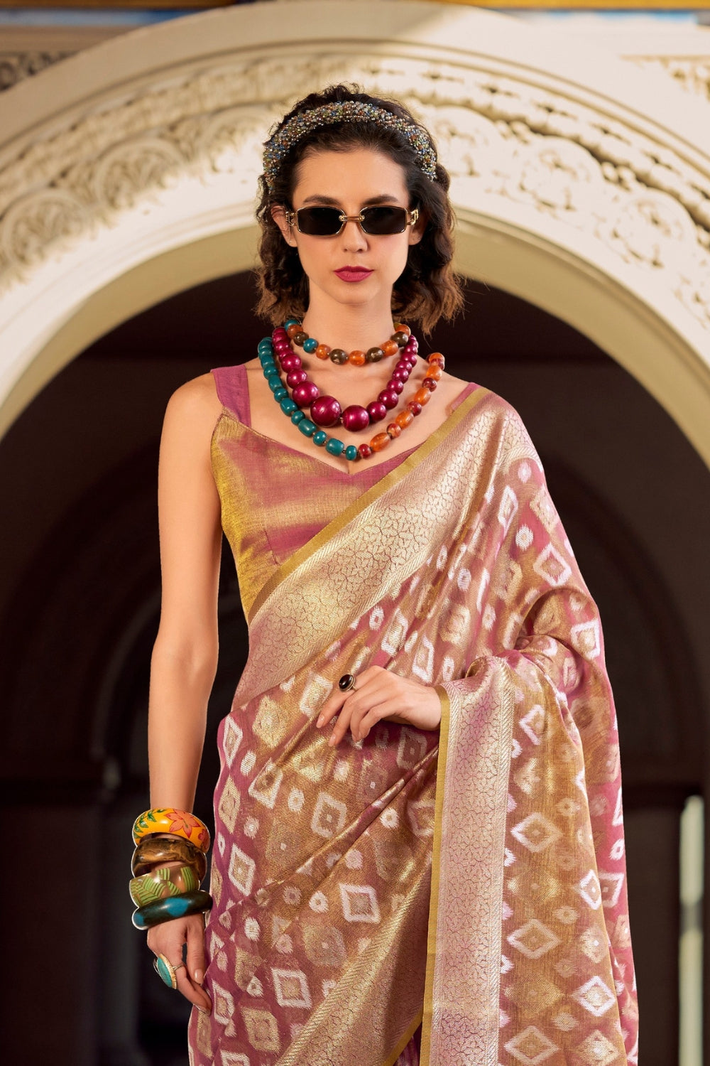 Purple Tissue Silk Saree