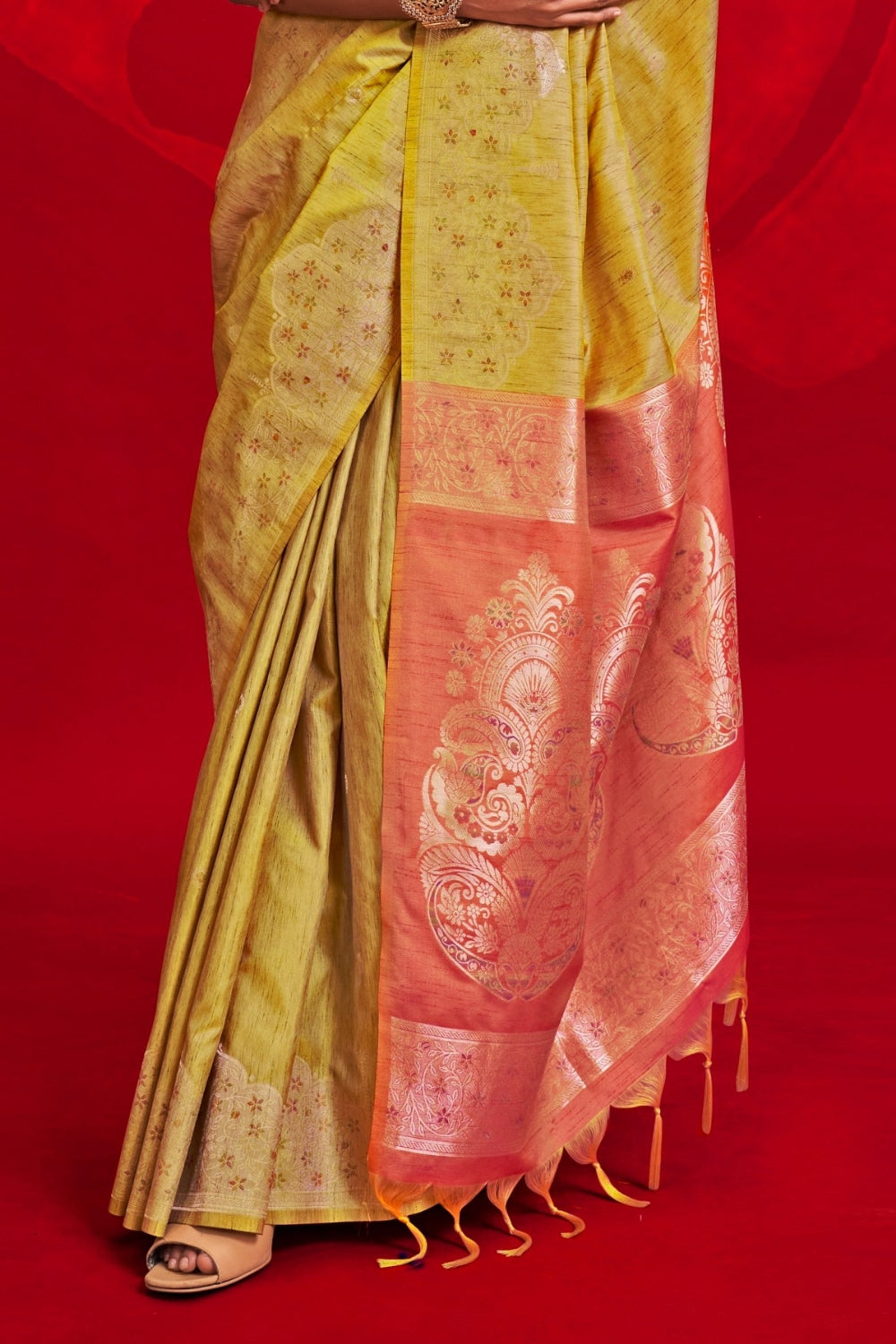 YELLOW TUSSAR BANARASI SILK SAREE