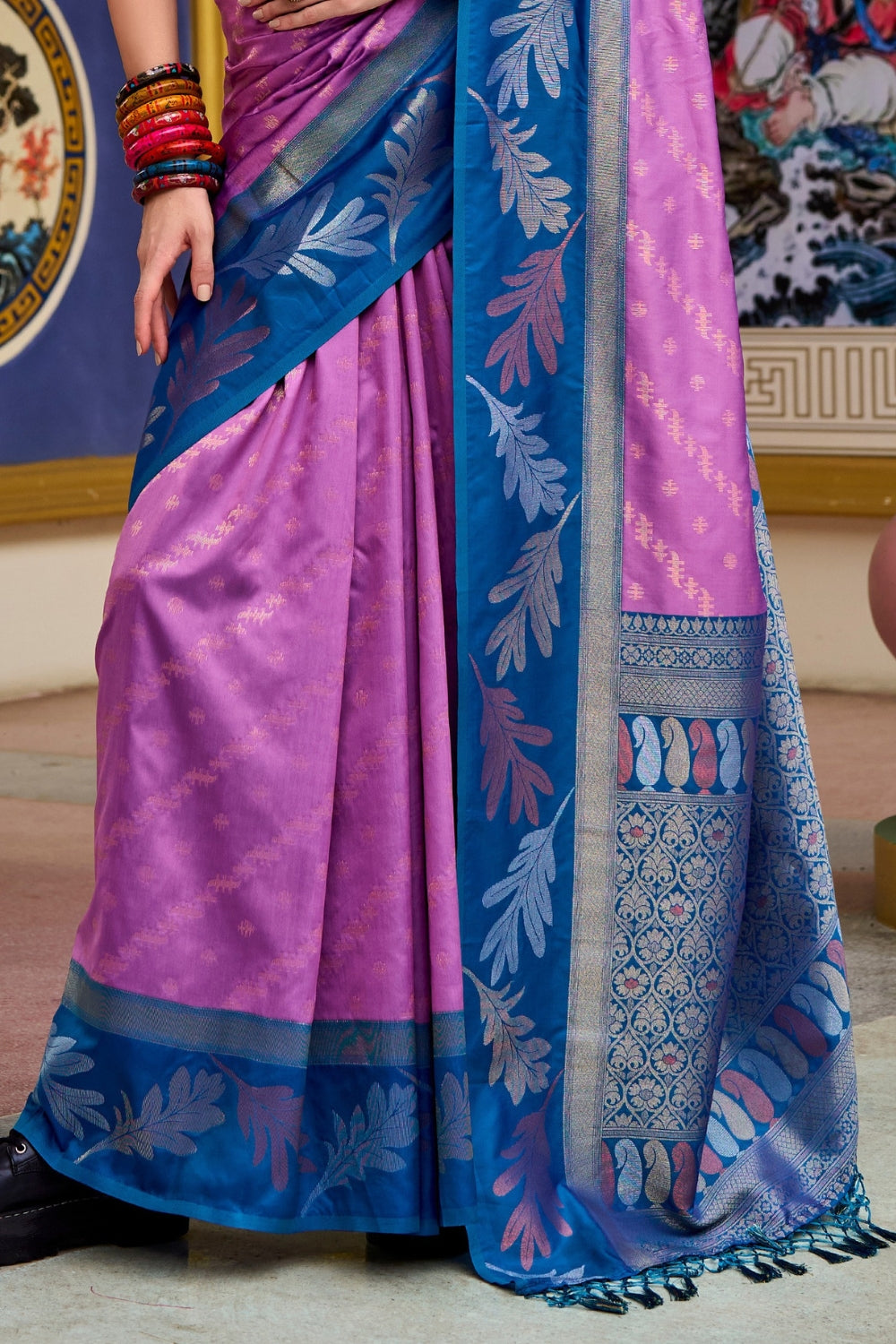 Violet Purple Banarasi Saree