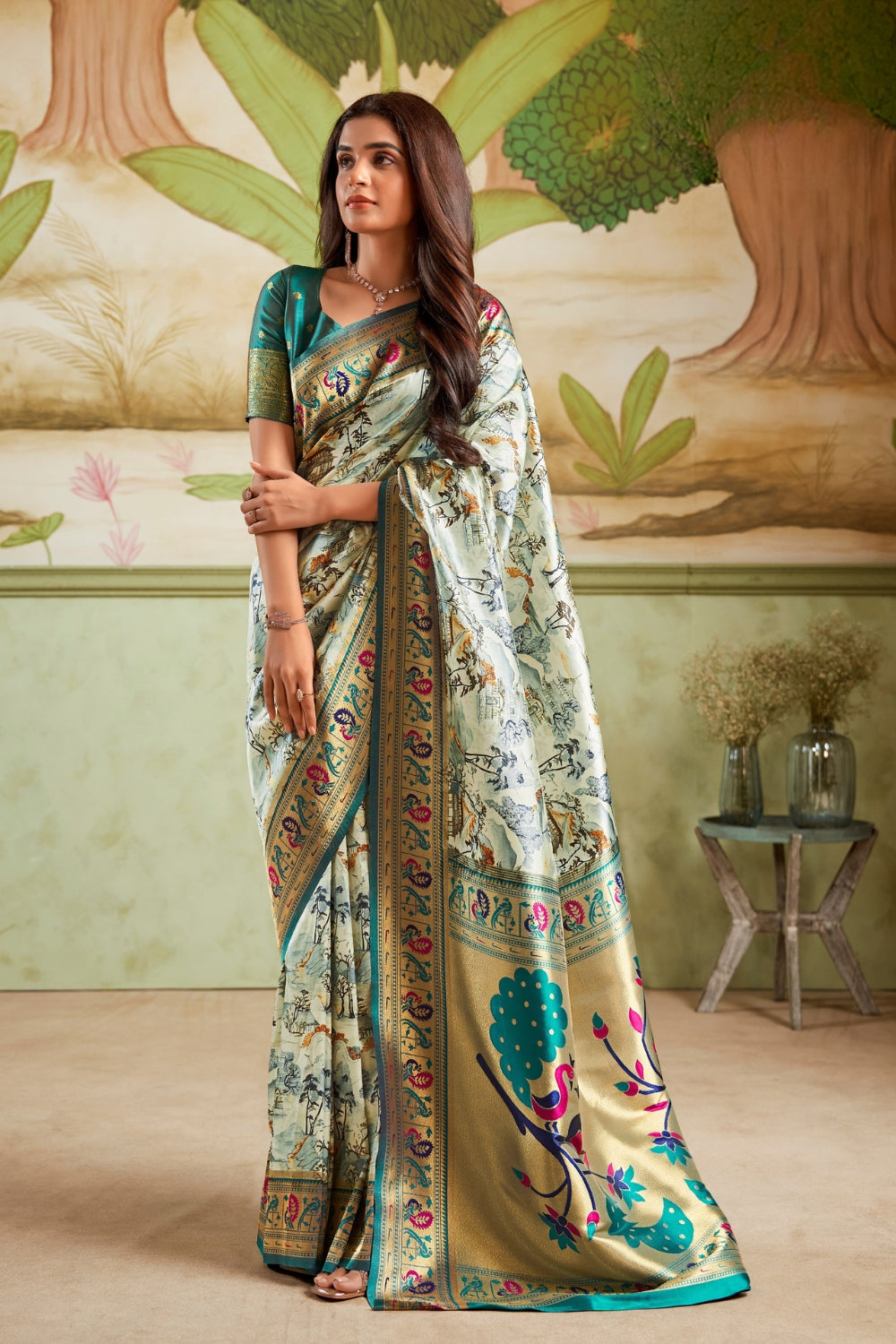 Multicolour Paithani Silk Saree